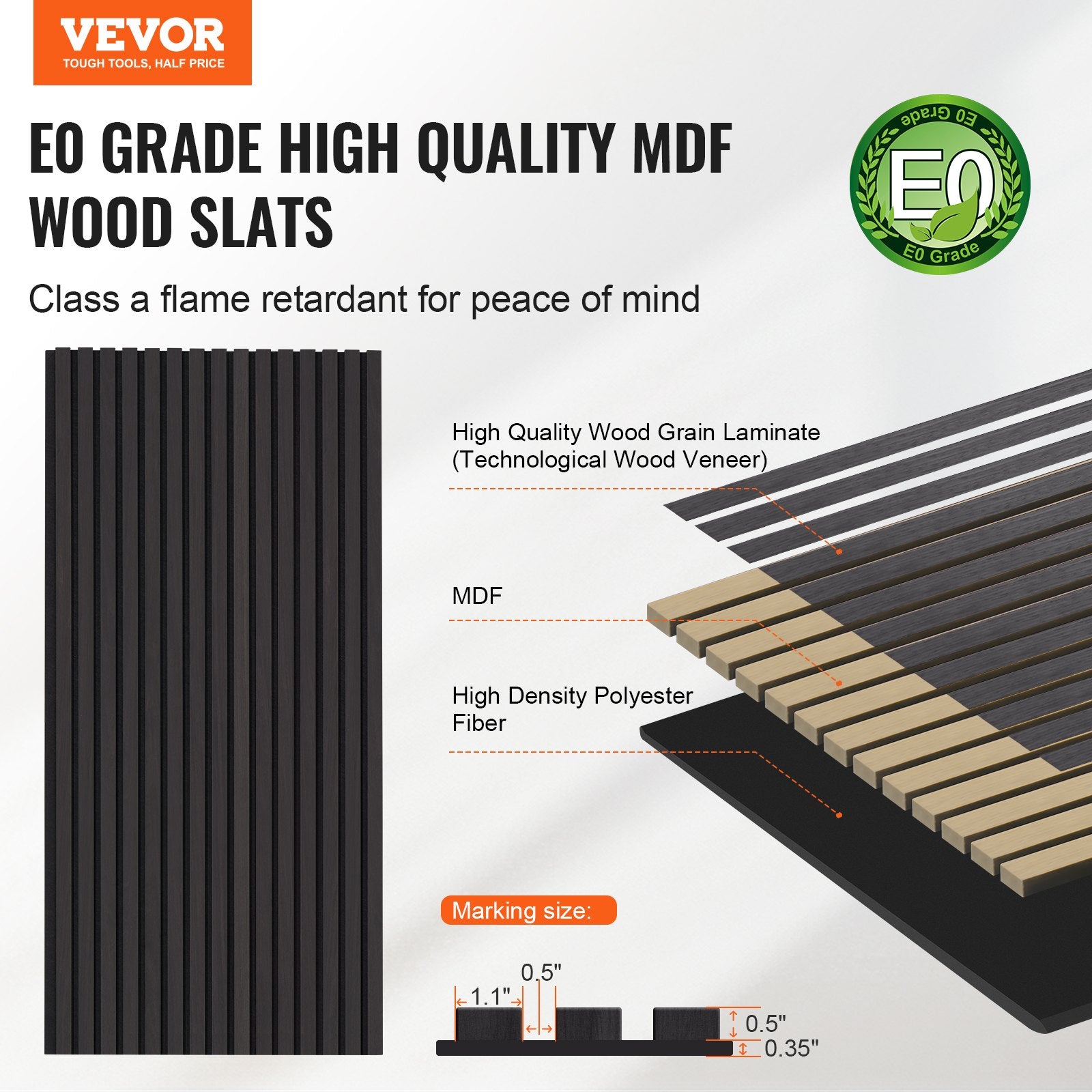 Wood Slat Acoustic Panels, 23.6 X 47.2 Inch, MDF Accent Wooden Wall Panels For Modern Interior Wall Decor, Faux Wood Wall Board Panels For Noise Reduction, Black Oak