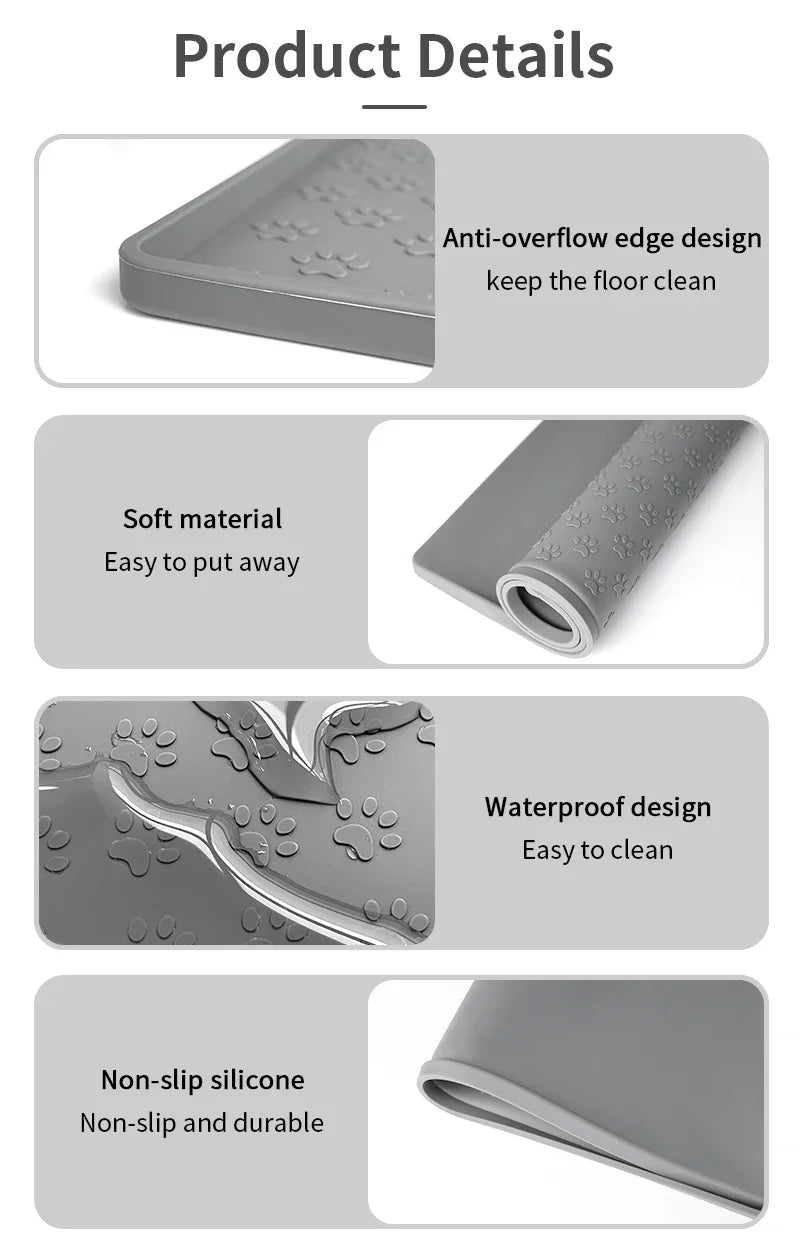 Silicone Pet Bowl Mat – Waterproof Feeding Placemat for Cats & Dogs