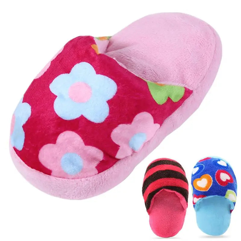 Squeaky Plush Slipper Toy for Dogs & Cats – Interactive Chew & Play Toy