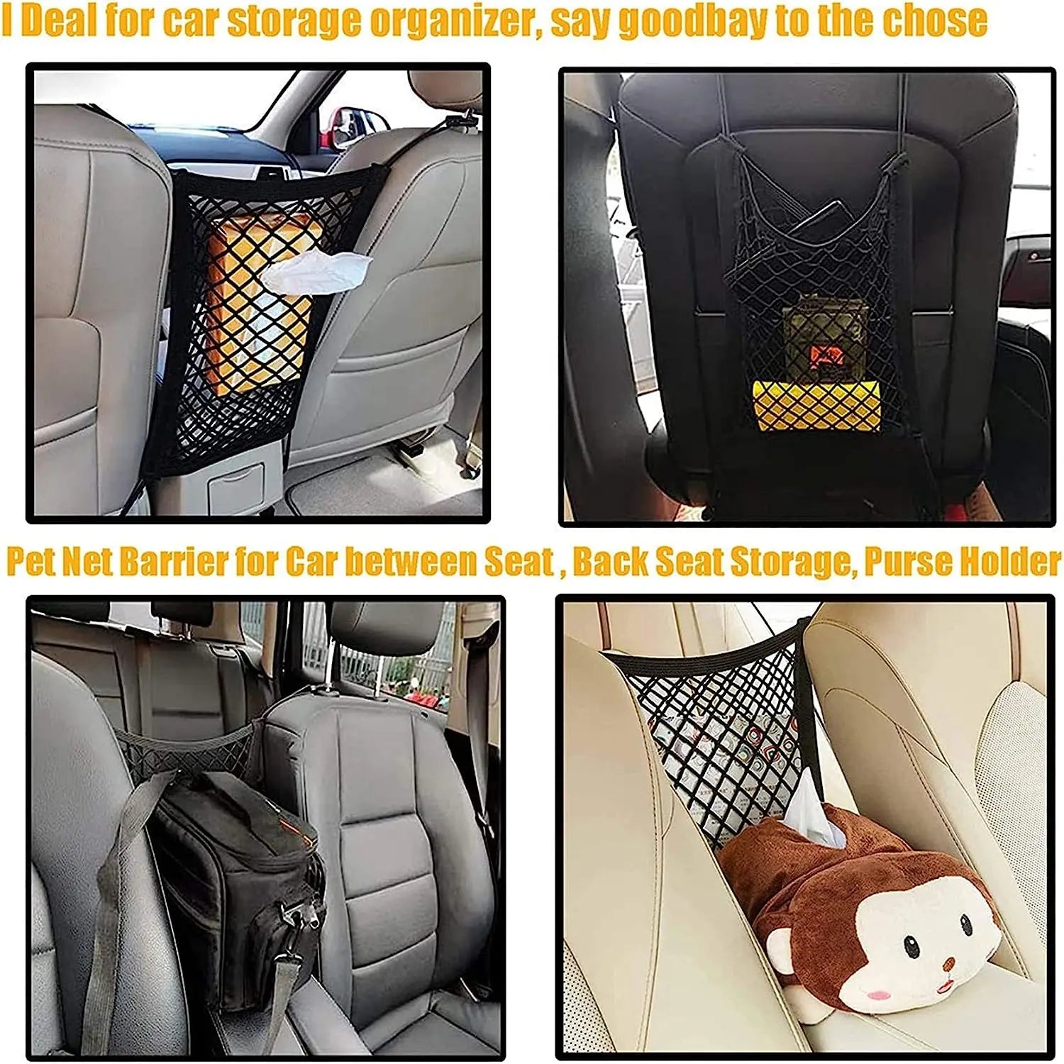 Universal Pet Car Barrier & Mesh Organizer