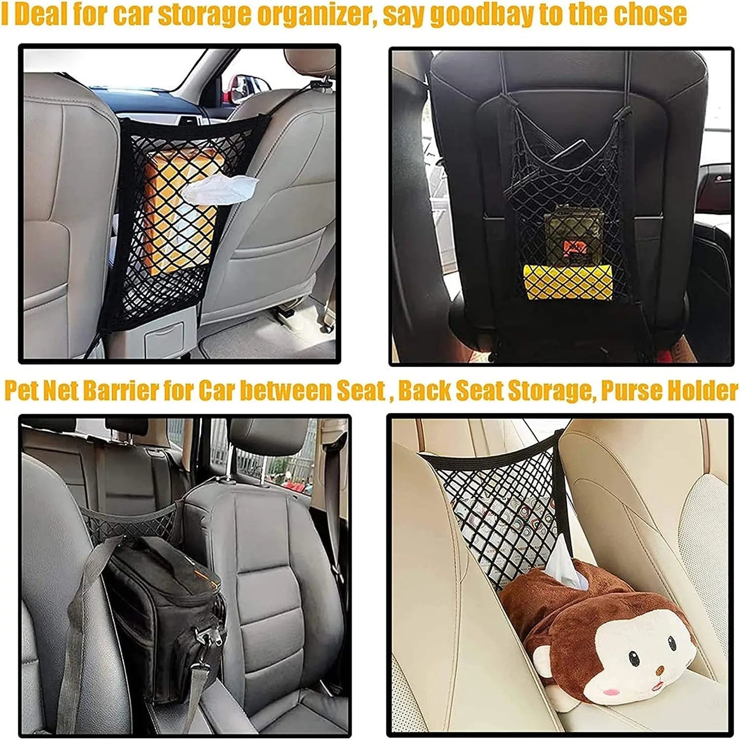 Universal Pet Car Barrier & Mesh Organizer