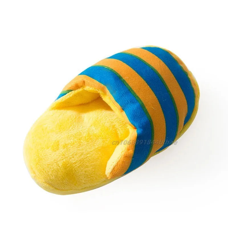 Plush Squeaky Chew Toy for Small Dogs – Funny Slipper Design