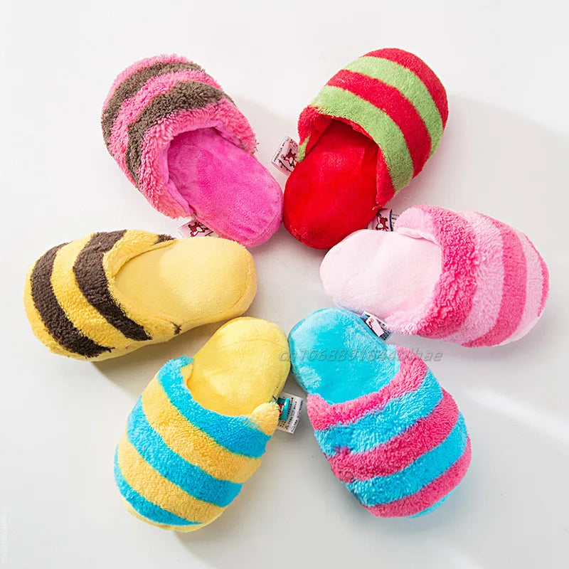 Plush Squeaky Chew Toy for Small Dogs – Funny Slipper Design