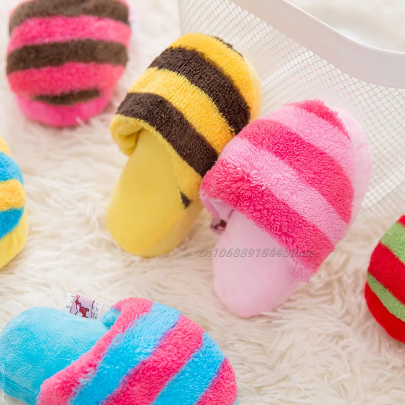 Plush Squeaky Chew Toy for Small Dogs – Funny Slipper Design