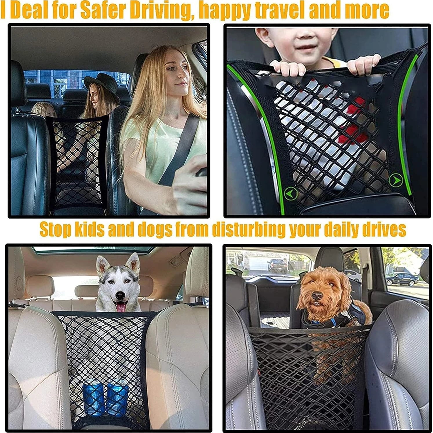 Universal Pet Car Barrier & Mesh Organizer