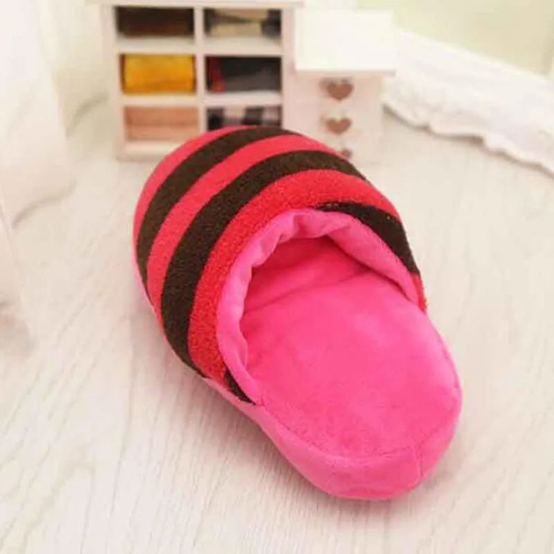 Squeaky Plush Slipper Toy for Dogs & Cats – Interactive Chew & Play Toy