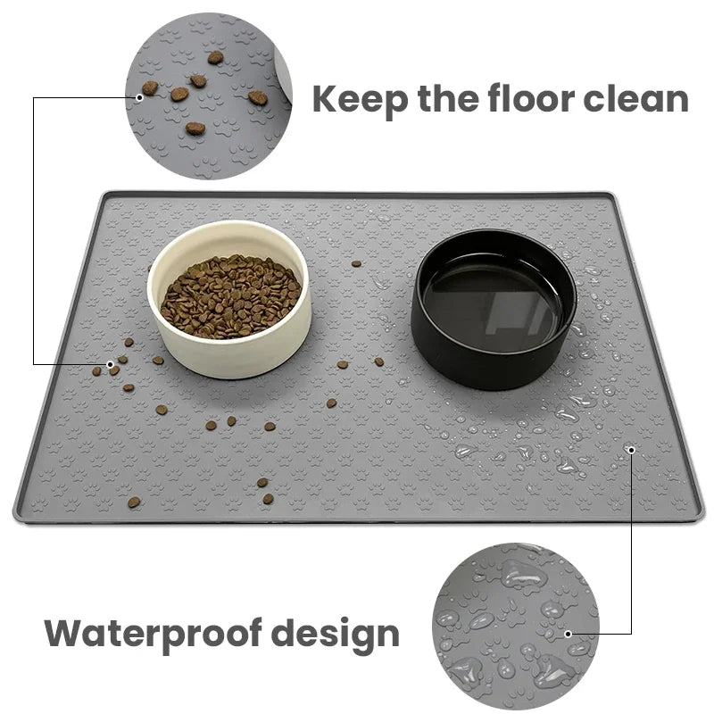Silicone Pet Bowl Mat – Waterproof Feeding Placemat for Cats & Dogs