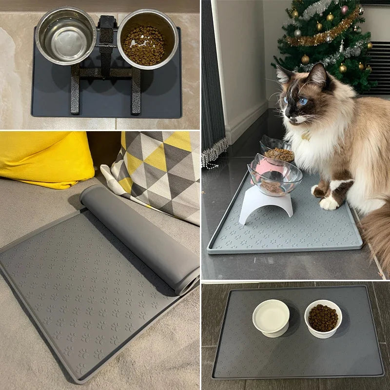 Silicone Pet Bowl Mat – Waterproof Feeding Placemat for Cats & Dogs